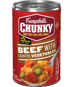 (4 pack) Campbell’s Chunky Soup, Beef with Country Vegetables Soup, 18.8 Ounce Can