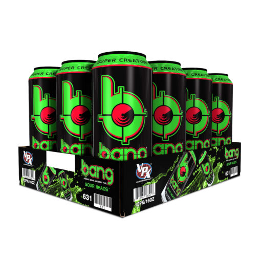 Bang Sour Heads Energy Drink with Super Creatine, 16oz 12pk