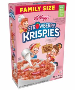 Kellogg’s Strawberry Krispies Breakfast Cereal, Original, Family Size, 16.5 Oz