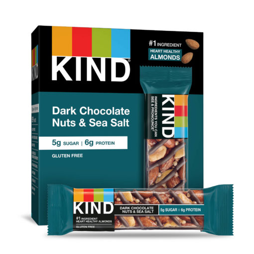 KIND Bars, Dark Chocolate Nuts & Sea Salt, Gluten Free, 5g of Sugar, 1.4 Ounce, 6 Count
