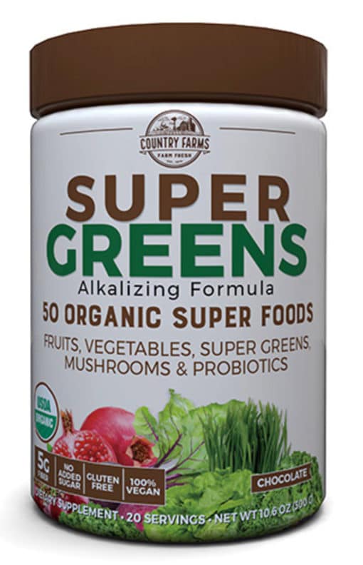 Country farms super greens drink mix, chocolate, 10.6 oz., 20 servings (packaging may vary)