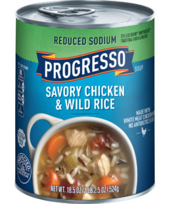 (4 pack) Progresso Soup Reduced Sodium Chicken and Wild Rice Soup 18.5 oz Can