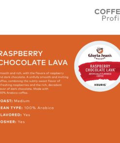 Gloria Jean’s Raspberry Chocolate Lava Flavored K-Cup Pods, Light Roast, 24 Count for Keurig Brewers