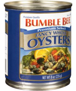 BUMBLE BEE Premium Select Fancy Whole Oysters, 8 Ounce Can, High Protein Canned Food and Snacks