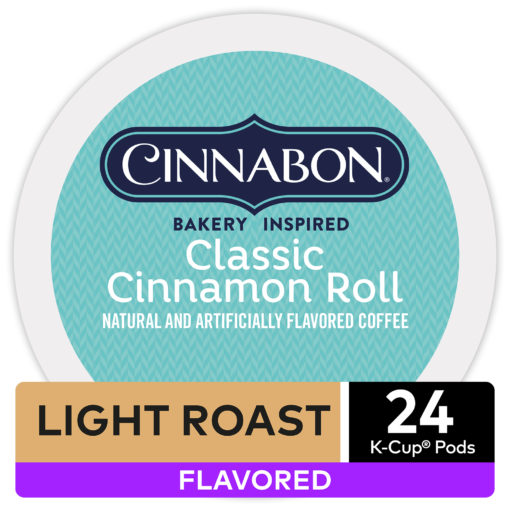 Cinnabon Classic Cinnamon Roll Flavored K-Cup Coffee Pods, Light Roast, 24 Count for Keurig Brewers