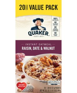 Quaker Instant Oatmeal, Raisin, Date & Walnut Value Pack, 20 Packets