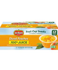 (12 cups) Del Monte Fruit Cup Snacks Diced Peaches in 100% Juice, 4 oz cups