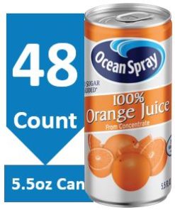Ocean Spray 100% Orange Juice, 5.5 Fl Oz, 48 Count