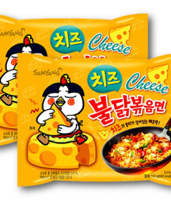 Samyang Buldak CHEESE Hot Chicken Flavor Ramen Stir-Fried with Wooden Chopsticks 4.94 Oz. (Pack of 2)
