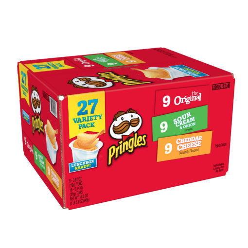 Pringles Snack Stacks Potato Crisps Chips, Flavored Variety Pack 19.3 Oz 27 Ct