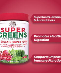 Country Farms Super Greens Berry flavor, 50 Organic Super Foods, USDA Organic Drink Mix, 10.6 oz 20 servings,