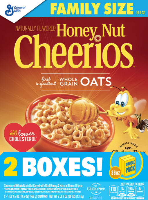 Honey Nut Cheerios Gluten Free Cereal, 2 Boxes – 39oz