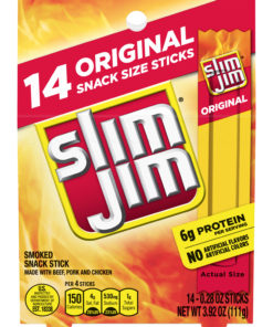 Slim Jim Original Smoked Snack Sticks, Keto Friendly Smoked Meat Stick, 0.28 Oz, 14 Ct
