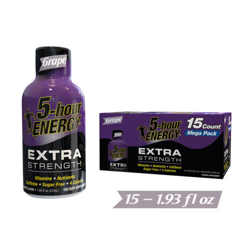 (15 Counts) 5-hour ENERGY® Shot, Extra Strength, Grape, 1.93 oz