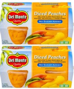 (8 Cups) Del Monte No Sugar Added Diced Peaches, 3.75 oz cups