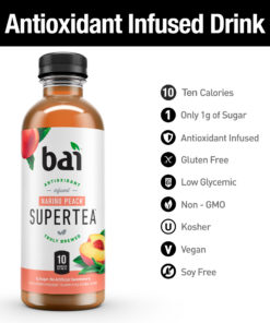 Bai Iced Tea, Narino Peach, Antioxidant Infused Supertea, 18 Fluid Ounce Bottle, 12 count