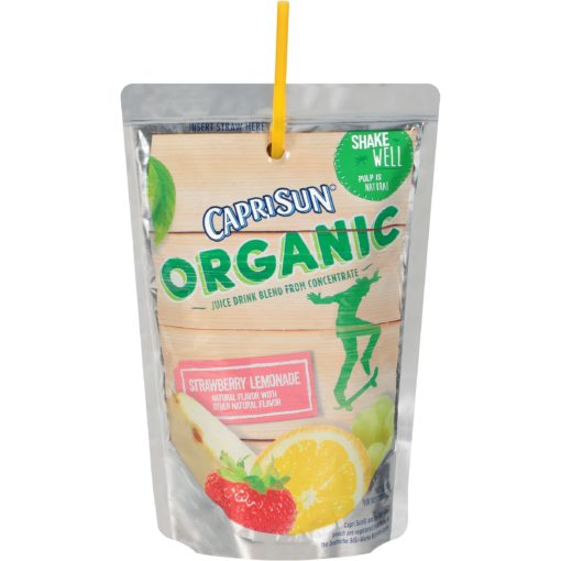 (4 Pack) Capri Sun Organic Strawberry Lemonade Ready-to-Drink Soft Drink, 10 – 6 fl oz Pouches