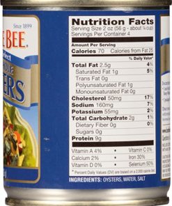 BUMBLE BEE Premium Select Fancy Whole Oysters, 8 Ounce Can, High Protein Canned Food and Snacks