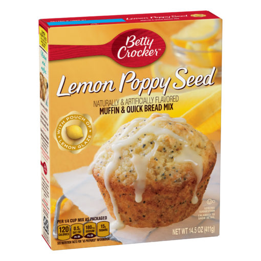 (3 Pack) Betty Crocker Lemon Poppy Seed Muffin and Quick Bread Mix, 14.5 oz
