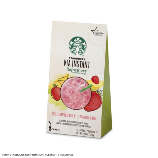 Starbucks VIA Instant Coffee Flavored Packets — Strawberry Lemonade — 1 box (6 packets)