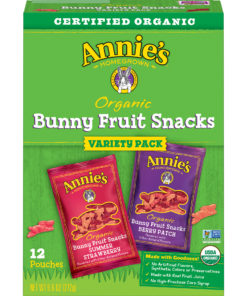 Annie’s Organic Bunny Fruit Snacks, Variety Pack, 12 ct, 0.8 oz