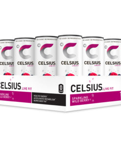CELSIUS Sparkling Wild Berry Fitness Drink, Zero Sugar, 12oz. Slim Can, 12 Pack