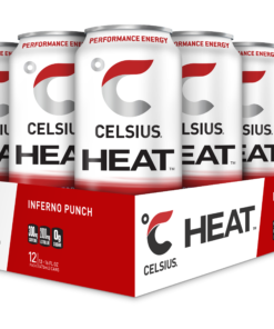 CELSIUS HEAT Inferno Punch Performance Energy Drink, Zero Sugar, 16oz. Can, 12 Pack