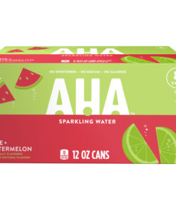 AHA Sparkling Water, Lime Watermelon Flavored Water, Zero Calories, Sodium Free, No Sweeteners, 12 fl oz, 8 Pack
