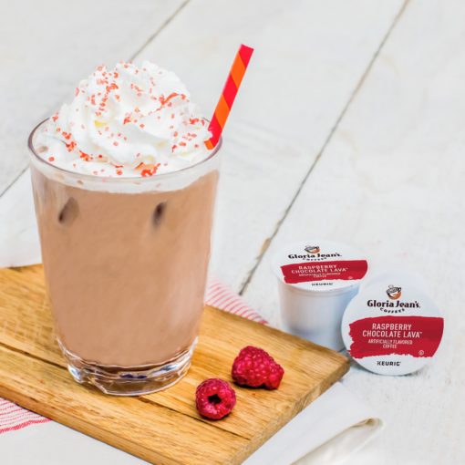 Gloria Jean’s Raspberry Chocolate Lava Flavored K-Cup Pods, Light Roast, 24 Count for Keurig Brewers