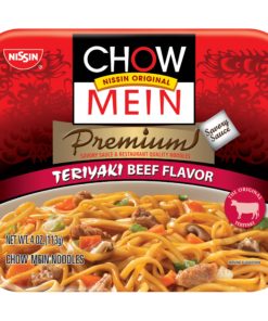 (8 pack) Nissin Premium Teriyaki Beef Flavor Chow Mein Noodles 4 oz. Tray