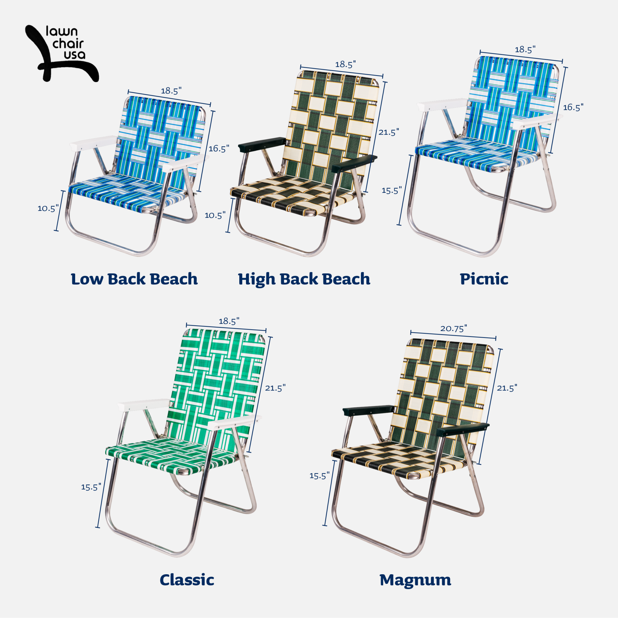 Lawn Chair USA Folding Aluminum Webbing Chair - Trusted Tradition Since